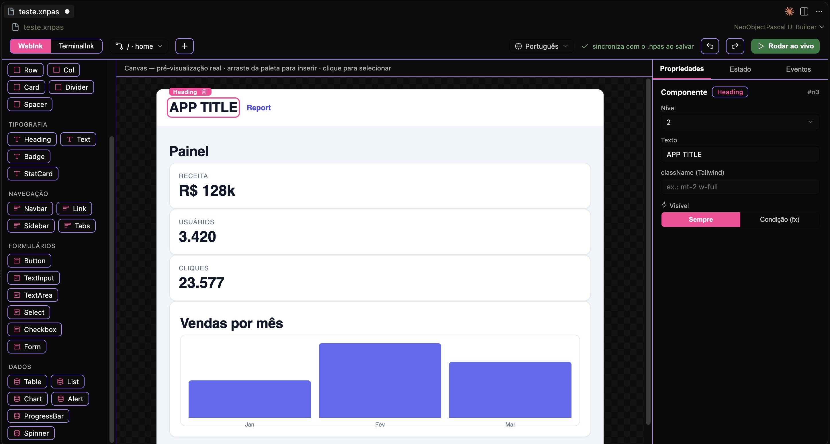 Editor visual